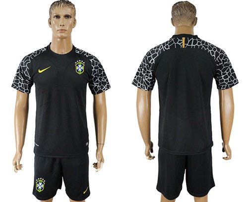 Brazil Blank Black Goalkeeper Soccer Country Jersey